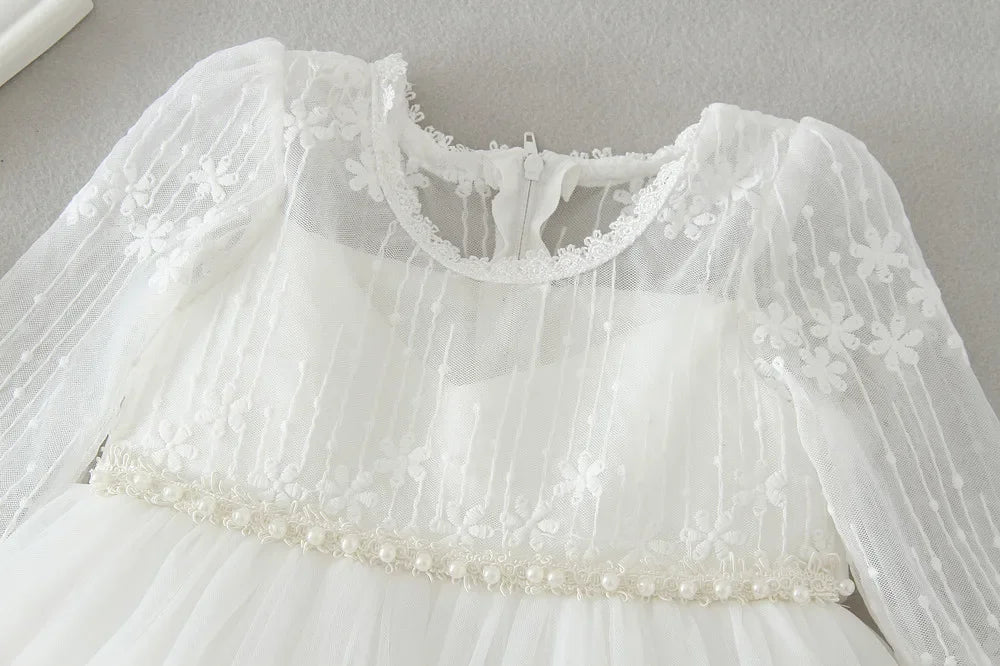 Vestido Blanco de Princesa para Bebé Niña | Bautizo, Boda y Primer Cumpleaños (0-24M)