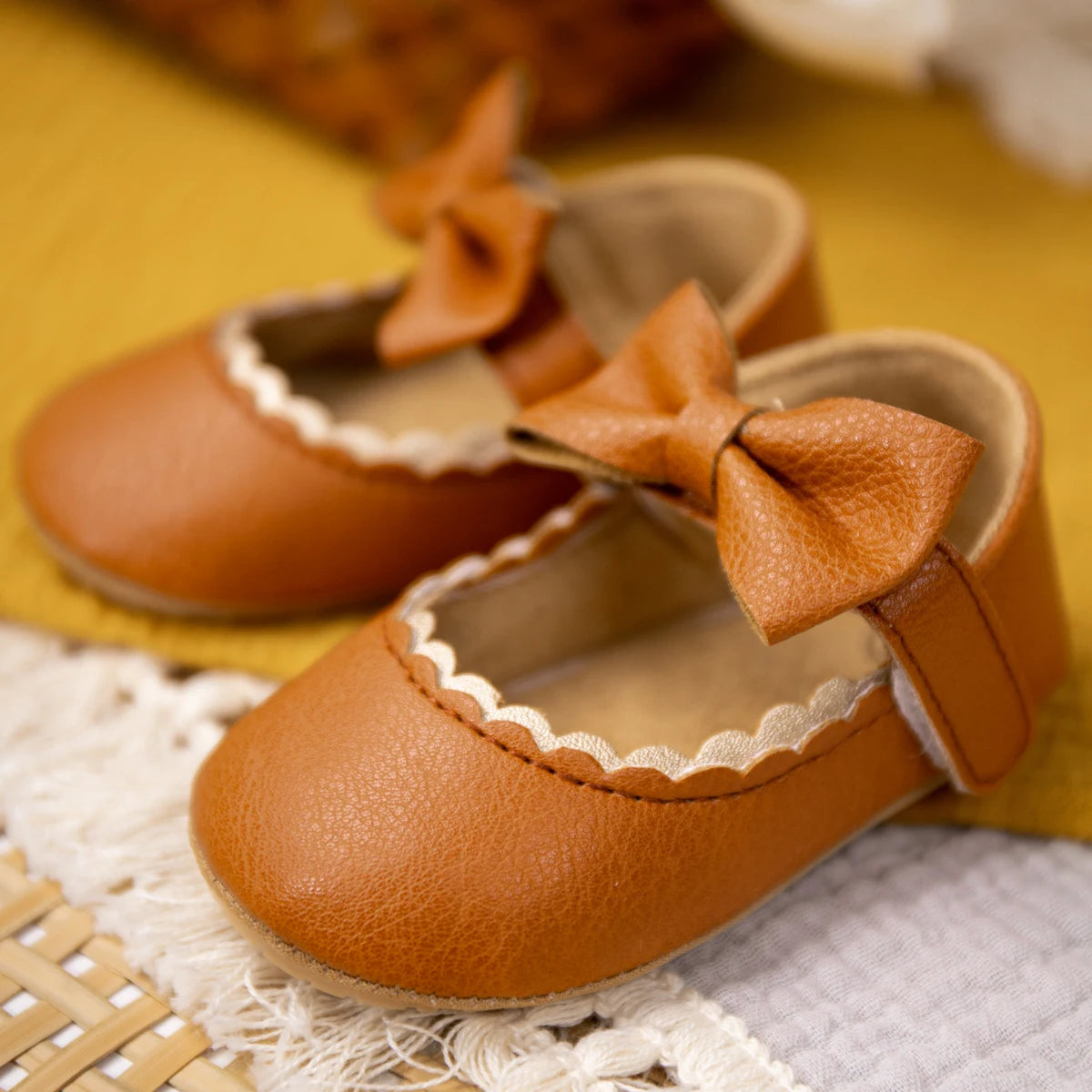 Zapatos Retro de Princesa con Moño - Suela Suave Antideslizante para Primeros Pasos