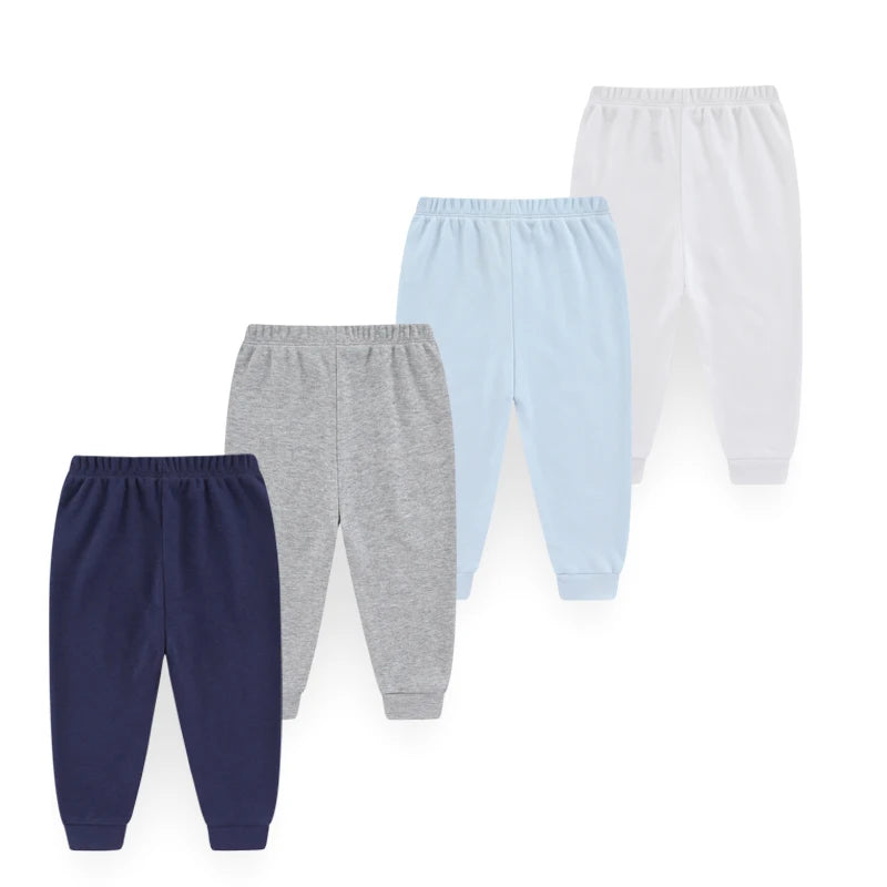 Set de 4 Pantalones de Algodón 100% (Unisex) - Color Sólido para Todas las Estaciones
