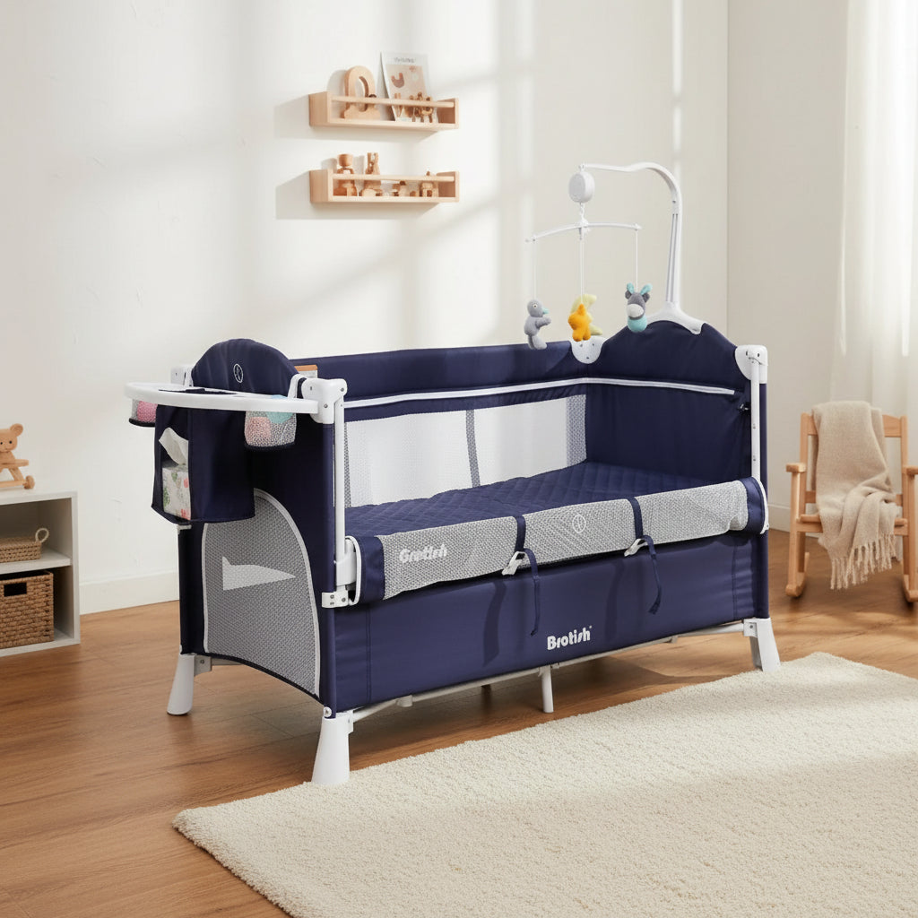 Cuna Plegable Multifuncional Brotish 5 en 1 (Colecho, Mecedora y Corral)