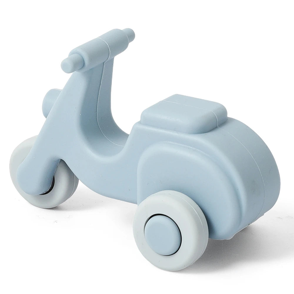 Coche de Juguete Montessori de Silicona | 2-en-1 Mordedera y Juguete Educativo