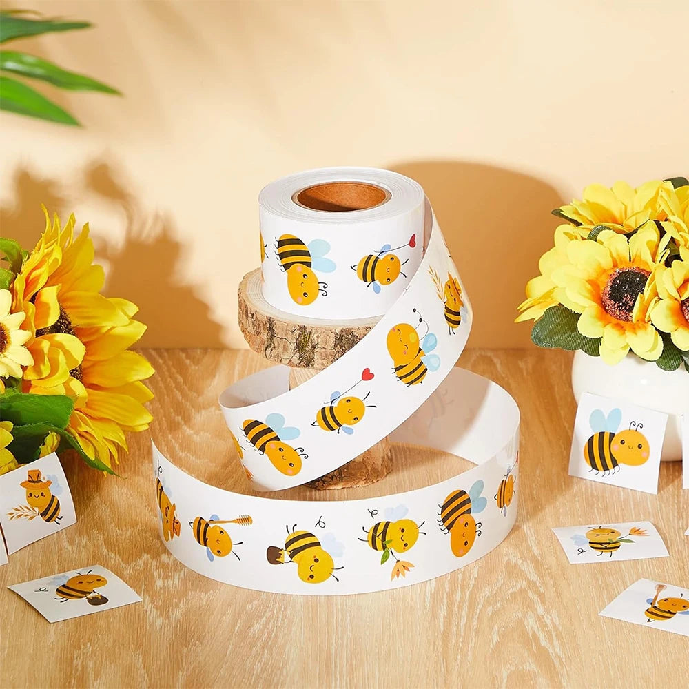 Rollo de 500 Pegatinas de Abejas: Recompensas y Decoración Adorable