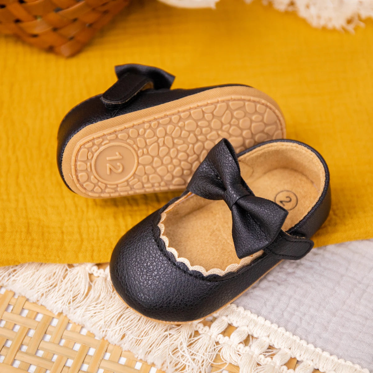 Zapatos Retro de Princesa con Moño - Suela Suave Antideslizante para Primeros Pasos