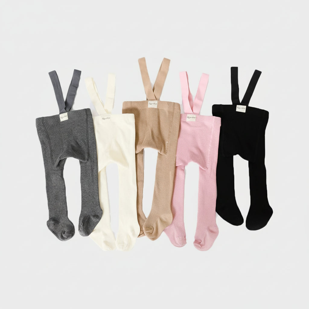 Pantimedias con Tirantes para Bebé (Unisex) - Tejido Sólido de Cintura Alta
