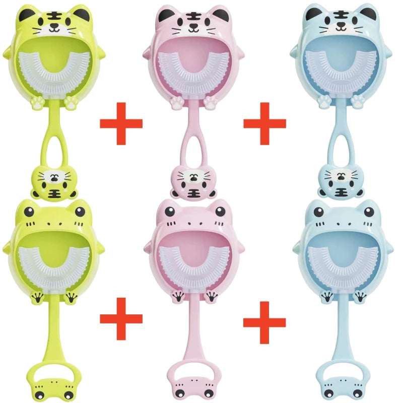 Cepillo de Dientes en U 360° para Niños: Silicona Suave y Limpieza Integral (2-12 Años)