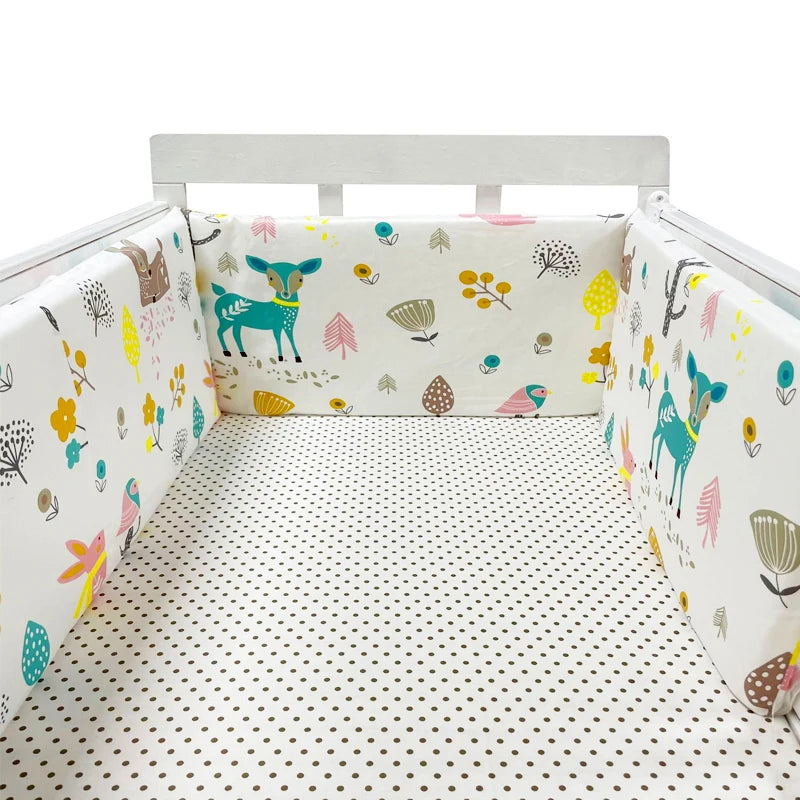 Protector de Cuna de Una Pieza con Cremallera | Parachoques Grueso y Acolchado (200x30 cm)