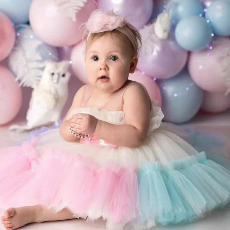Vestido Tutú de Princesa para Bebé y Niña | Ideal para Bautizo, Primer Cumpleaños y Fiestas (6M-10T)