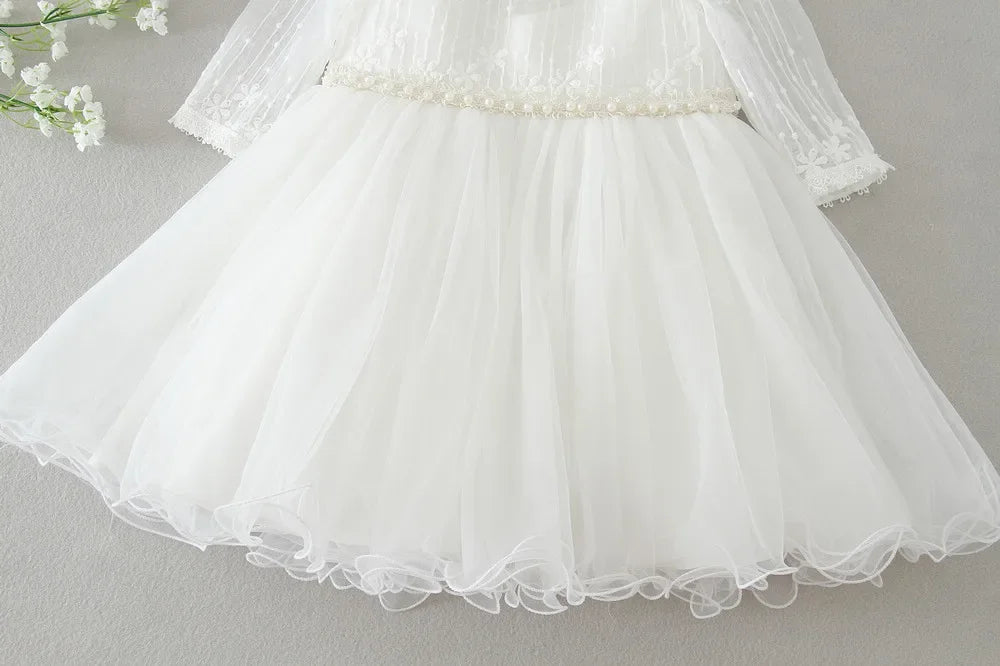 Vestido Blanco de Princesa para Bebé Niña | Bautizo, Boda y Primer Cumpleaños (0-24M)