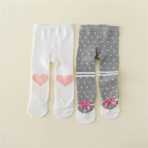 Set de 2 Pantimedias Tejidas de Algodón para Bebé Niña -(0-12M)