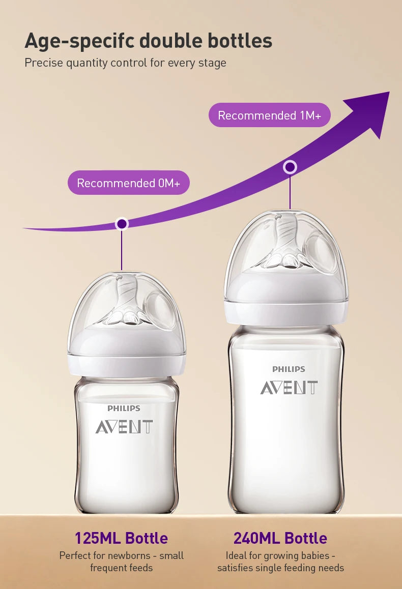 Set de Regalo Philips Avent para Recién Nacidos | Biberones de Vidrio Puro y Cepillo 3 en 1