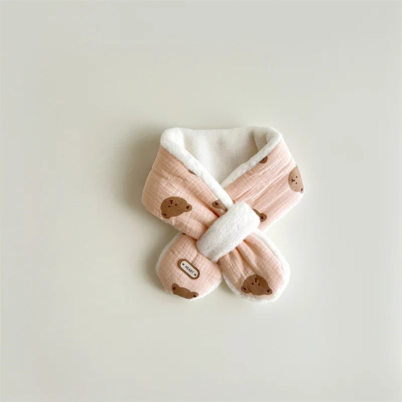 Bufanda de Invierno de Felpa con Cruce (Estilo Coreano): Diseño de Oso (1-10 Años)