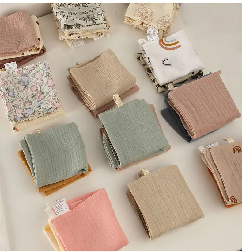 Set de Toallitas Cuadradas de Gasa de Algodón (5 Piezas) | 4 Capas, Ultra Absorbentes y Multifuncionales