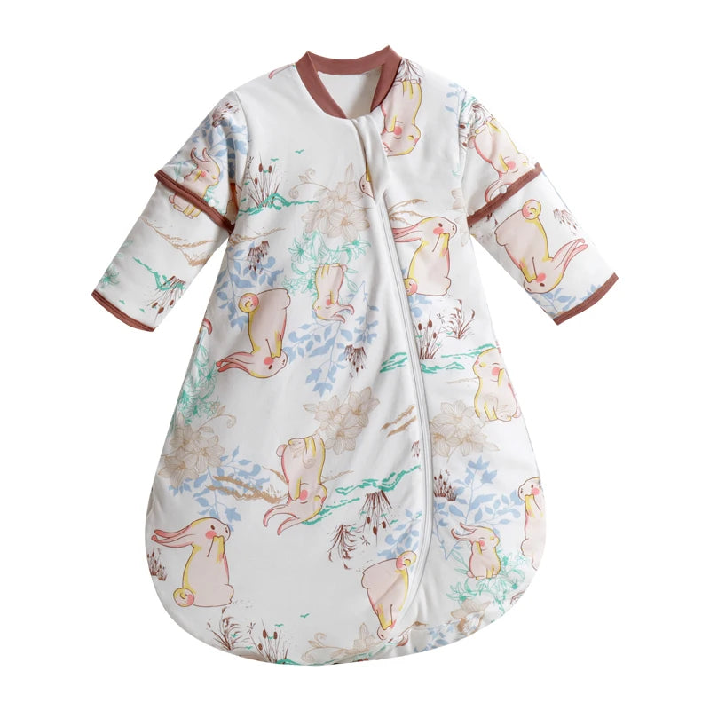 Saco de Dormir de Algodón (Grado Térmico 2.5): Mangas Largas Anti-Patadas (0-3 Años)