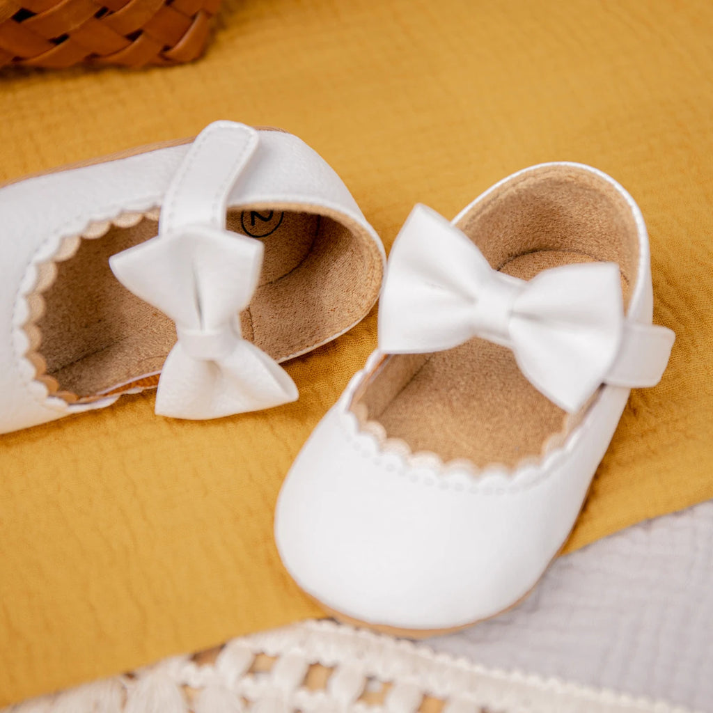 Zapatos Retro de Princesa con Moño - Suela Suave Antideslizante para Primeros Pasos