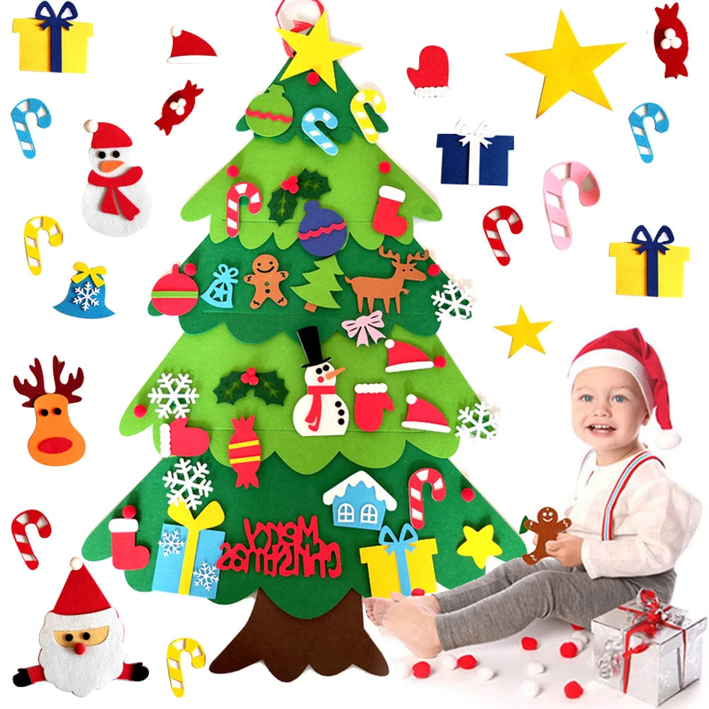 Árbol de Navidad DIY de Fieltro 3D Desmontable (Decoración Navideña Infantil)