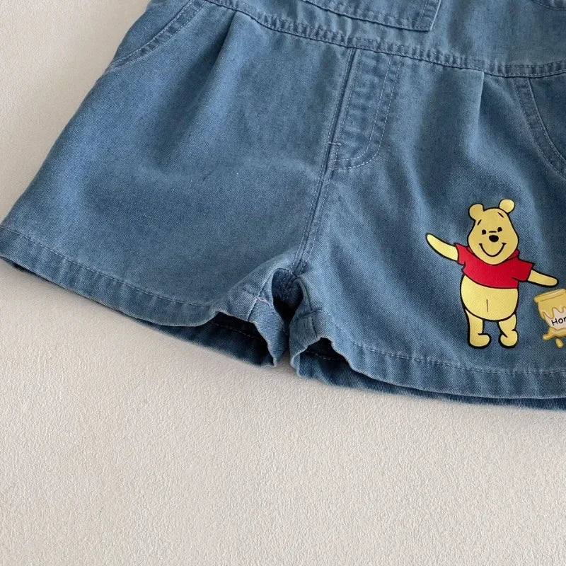 Camiseta y Short de Mezclilla con Tirantes de Winnie Pooh  (9m- 9T)