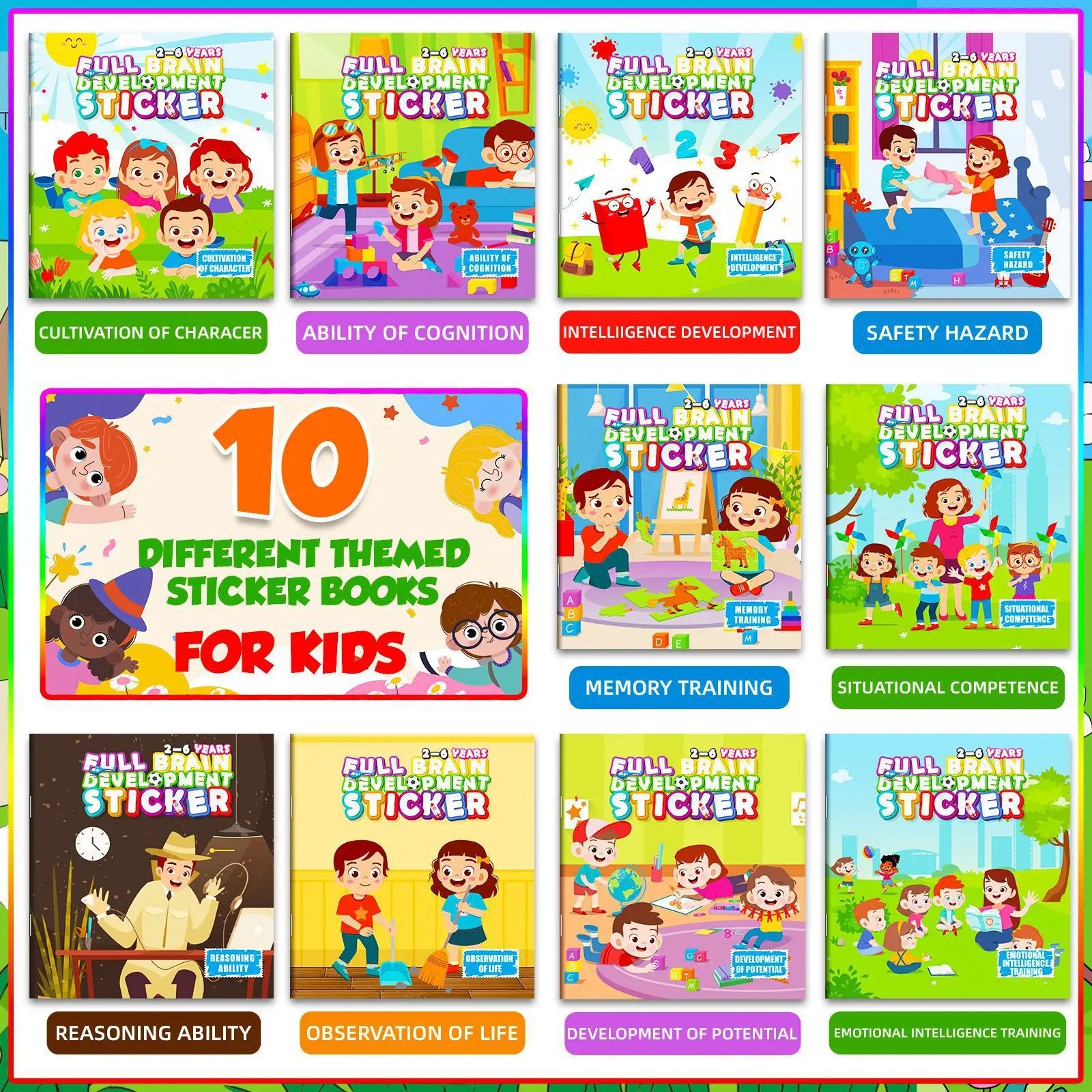 Set de Libros de calcomanias (stickers) para la Educación Temprana (10/20 Volúmenes) | Desarrollo del Enfoque y Potencial