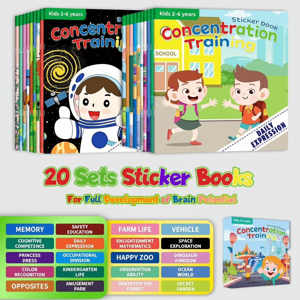 Set de Libros de calcomanias (stickers) para la Educación Temprana (10/20 Volúmenes) | Desarrollo del Enfoque y Potencial