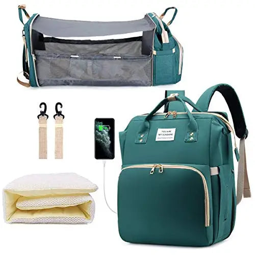 Pañalera Convertible a Cuna Colecho Portátil | Impermeable, Térmica y con Puerto USB