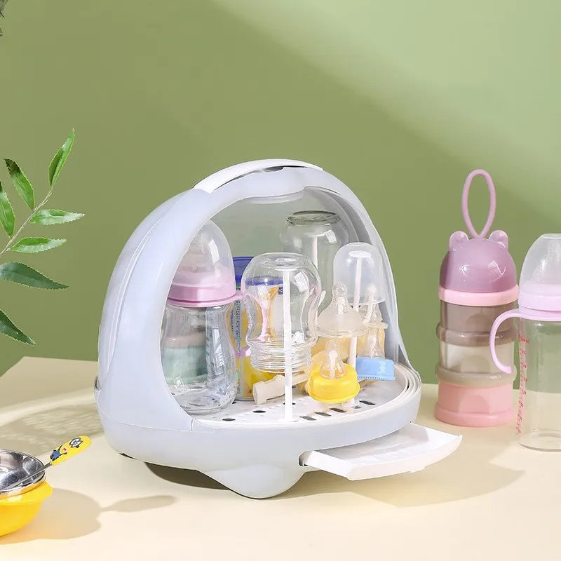 Escurridor de Biberones con Tapa Antipolvo | Caja de Almacenamiento Higiénica y Multiusos