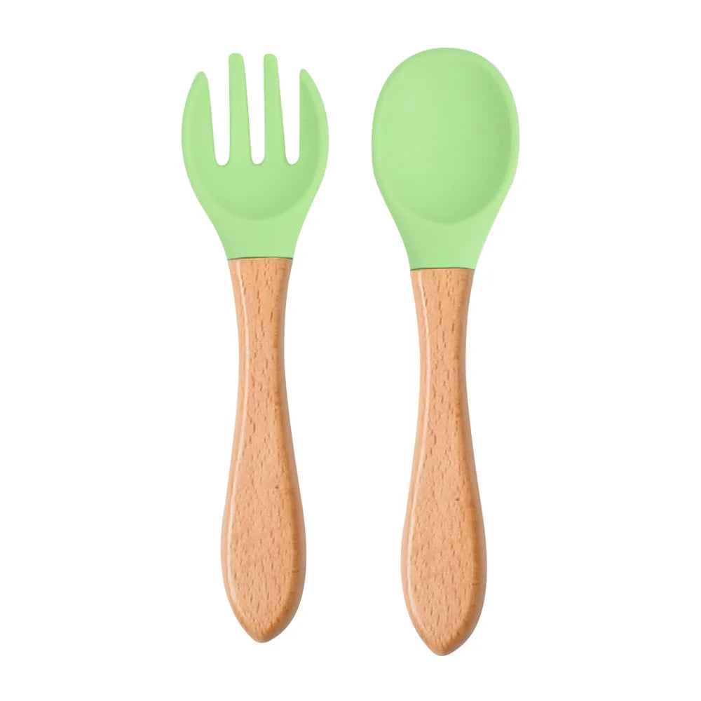 Set de Cubiertos de Entrenamiento – Silicona y Madera