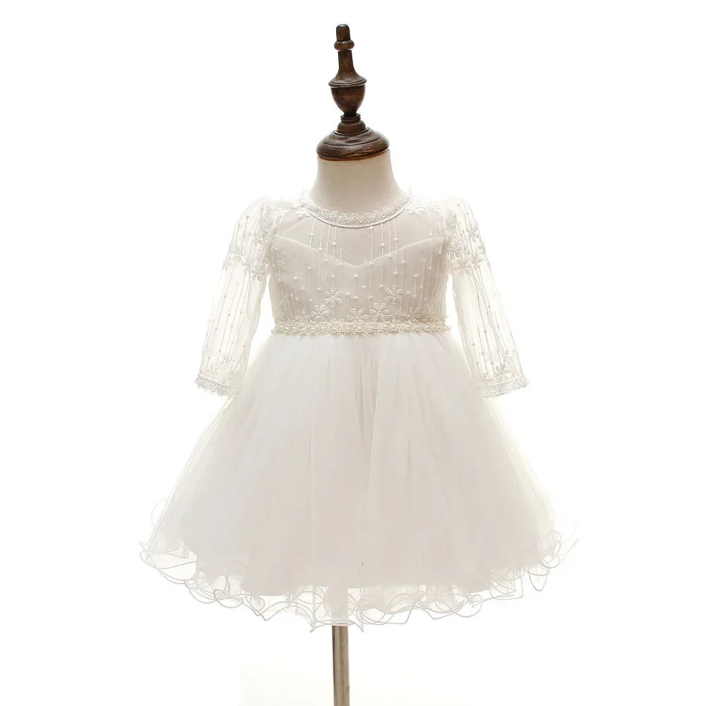 Vestido Blanco de Princesa para Bebé Niña | Bautizo, Boda y Primer Cumpleaños (0-24M)