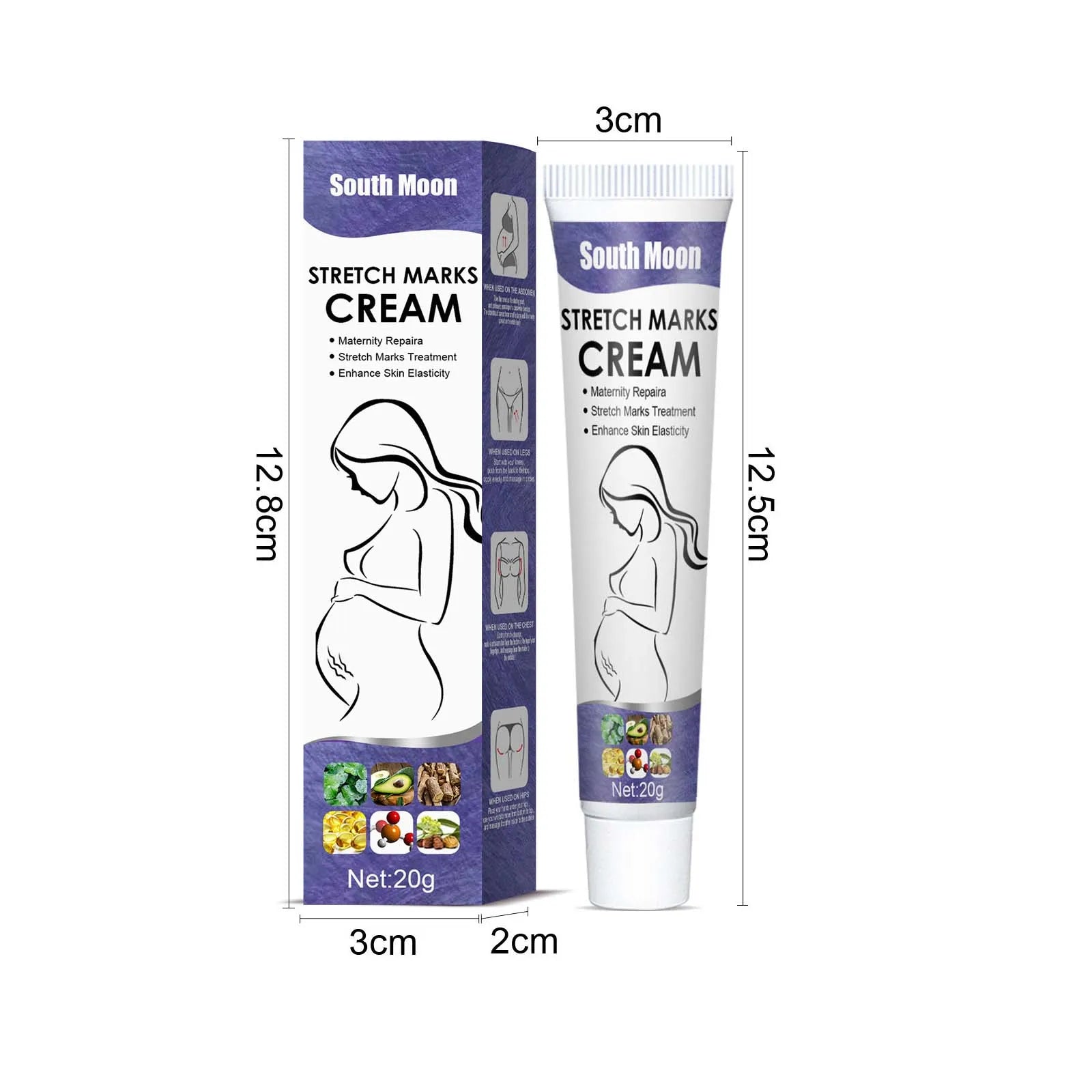 Crema Intensiva para Estrías South Moon | Mejora Elasticidad, Desvanece Líneas de Crecimiento y Reafirma