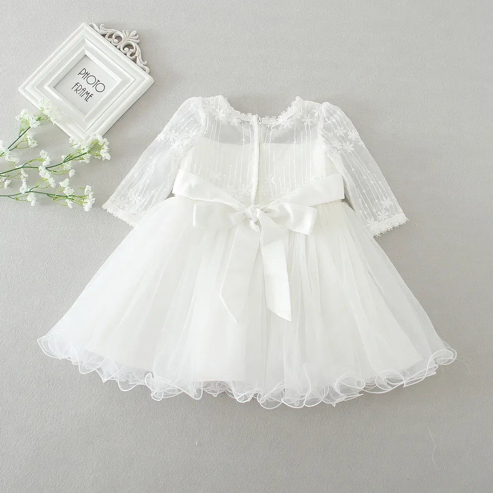 Vestido Blanco de Princesa para Bebé Niña | Bautizo, Boda y Primer Cumpleaños (0-24M)