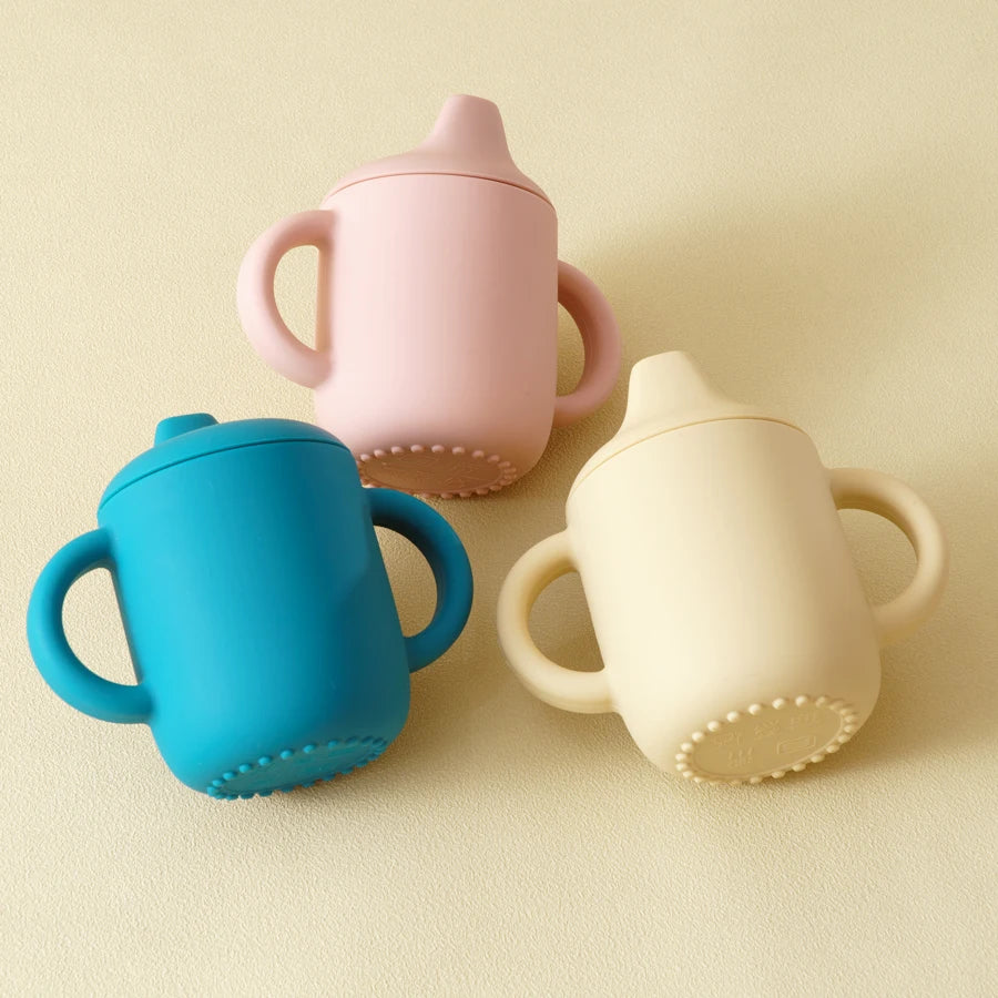 Taza de silicona con doble asa con tapa