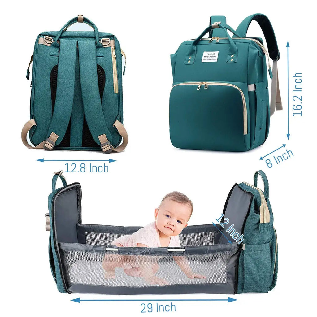Pañalera Convertible a Cuna Colecho Portátil | Impermeable, Térmica y con Puerto USB
