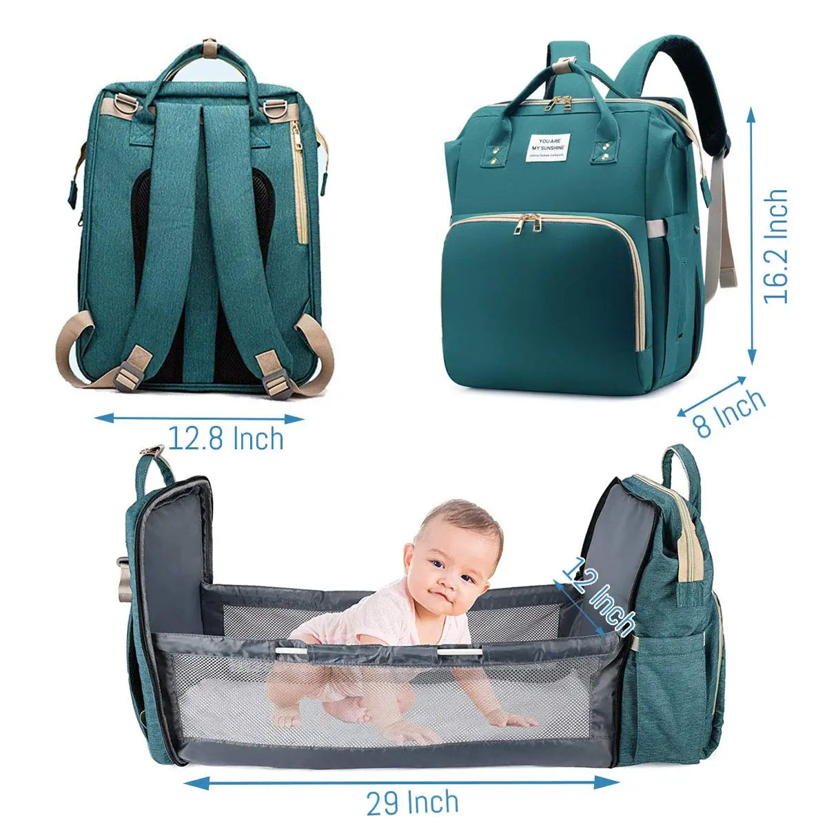 Pañalera Convertible a Cuna Colecho Portátil | Impermeable, Térmica y con Puerto USB
