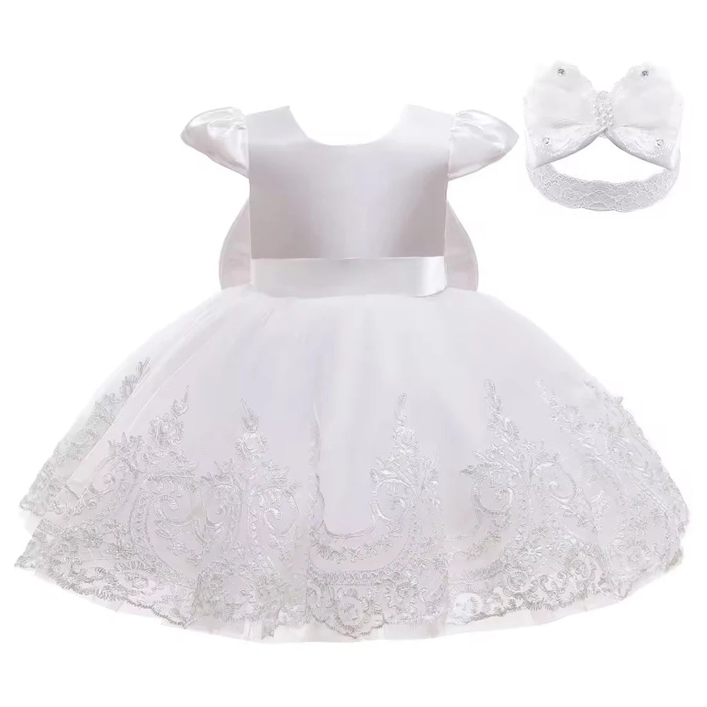 Vestido de Gala de Encaje y Tul para Bebé Niña: Bautizo y fiesta (0-2 Años)