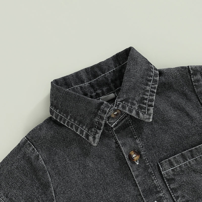 Mameluco de Mezclilla (Denim) para Bebé - Manga Corta y Cuello