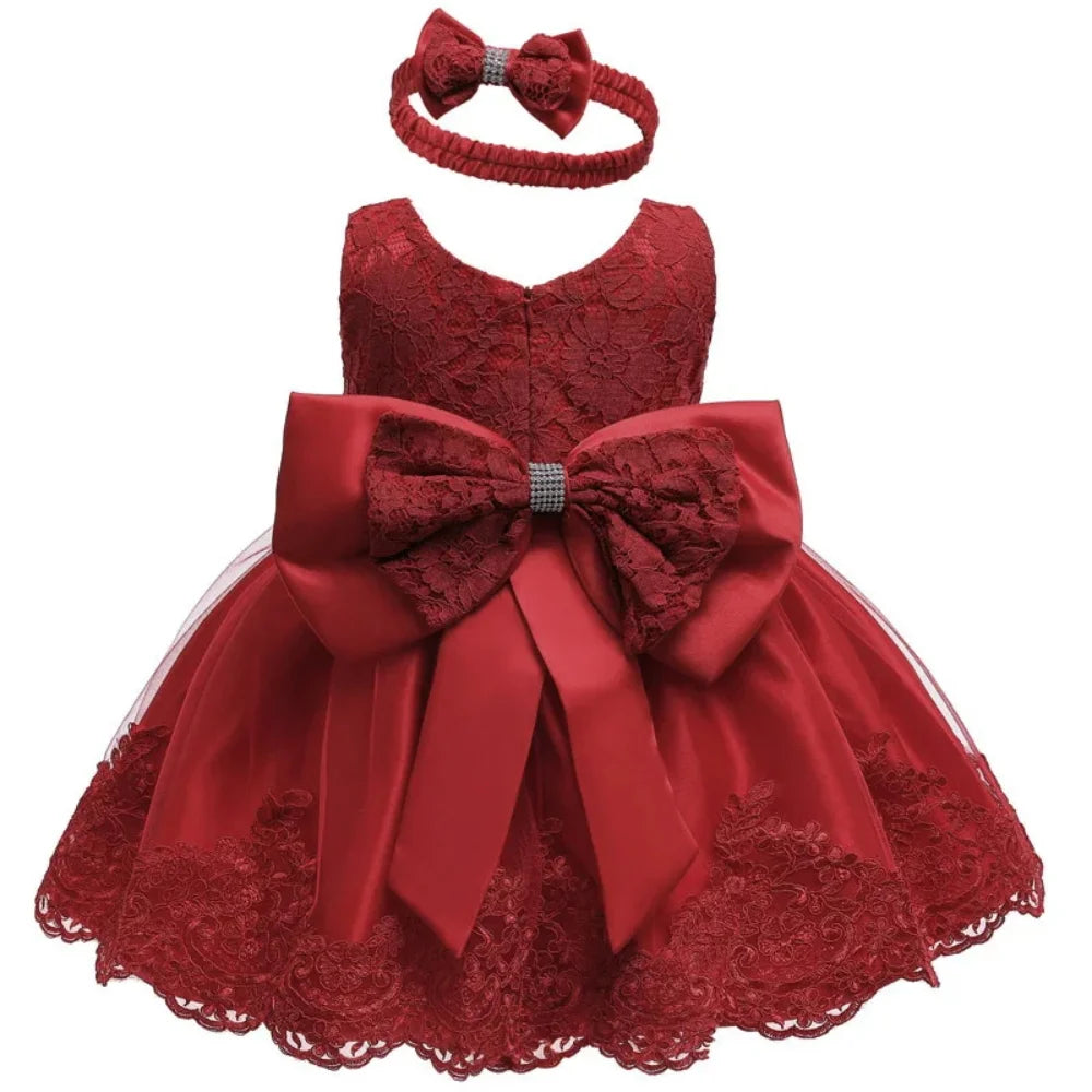 Vestido de Princesa Rojo para Bebé:  Navidad y Fiesta (0-24M)