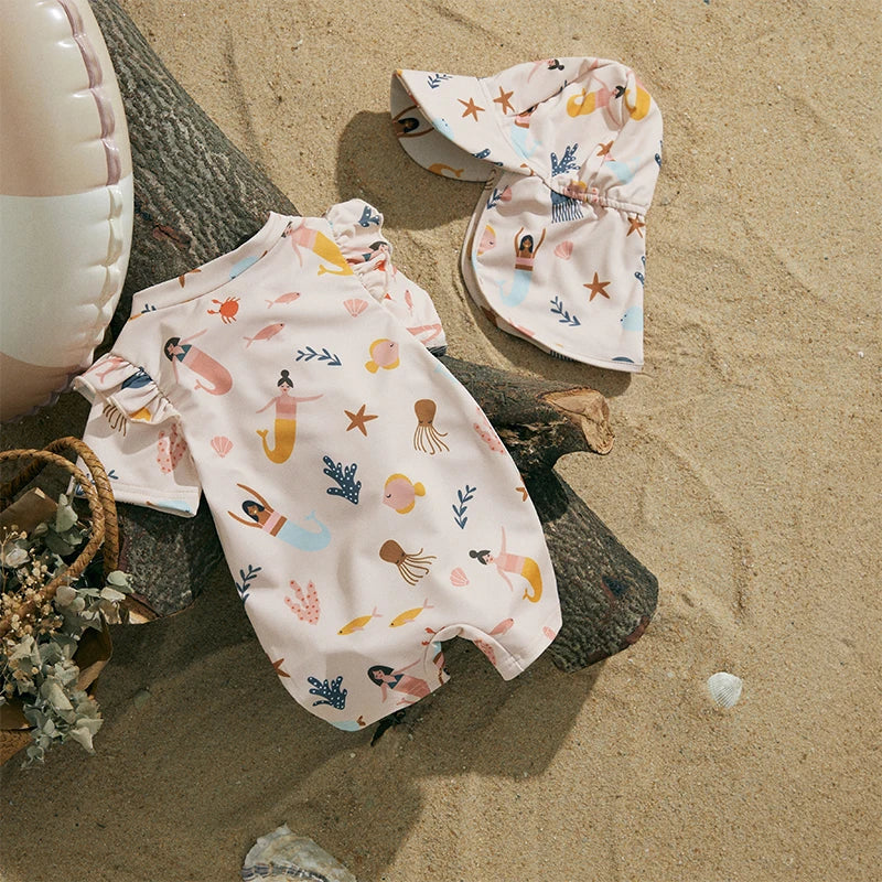 Bañador "Sirenas y Conchitas" – Protección y Ternura en el Agua (0-24M)