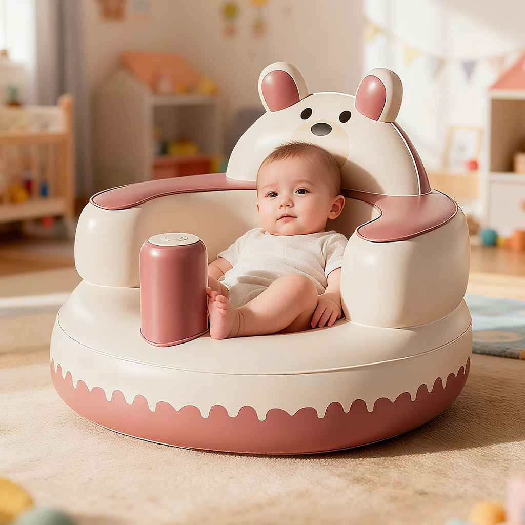 Asiento Inflable de Piso para Bebé: Portátil, Ecológico y Versátil (3 Meses en Adelante)