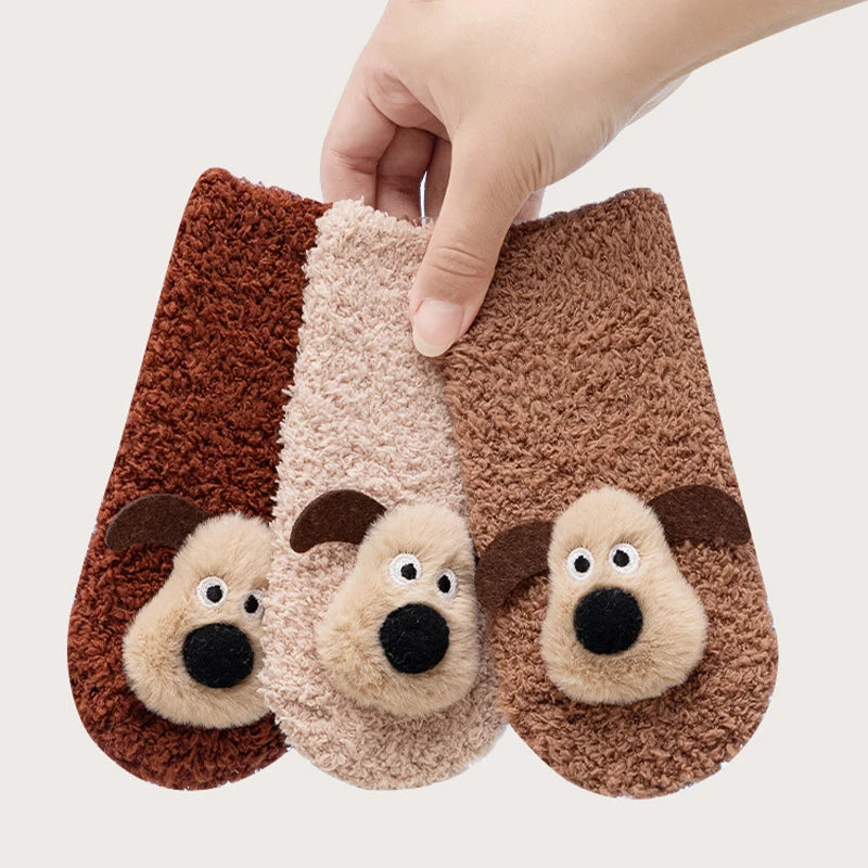 Calcetines de Invierno Cálidos y Antideslizantes para Bebé (Perrito Tridimensional)