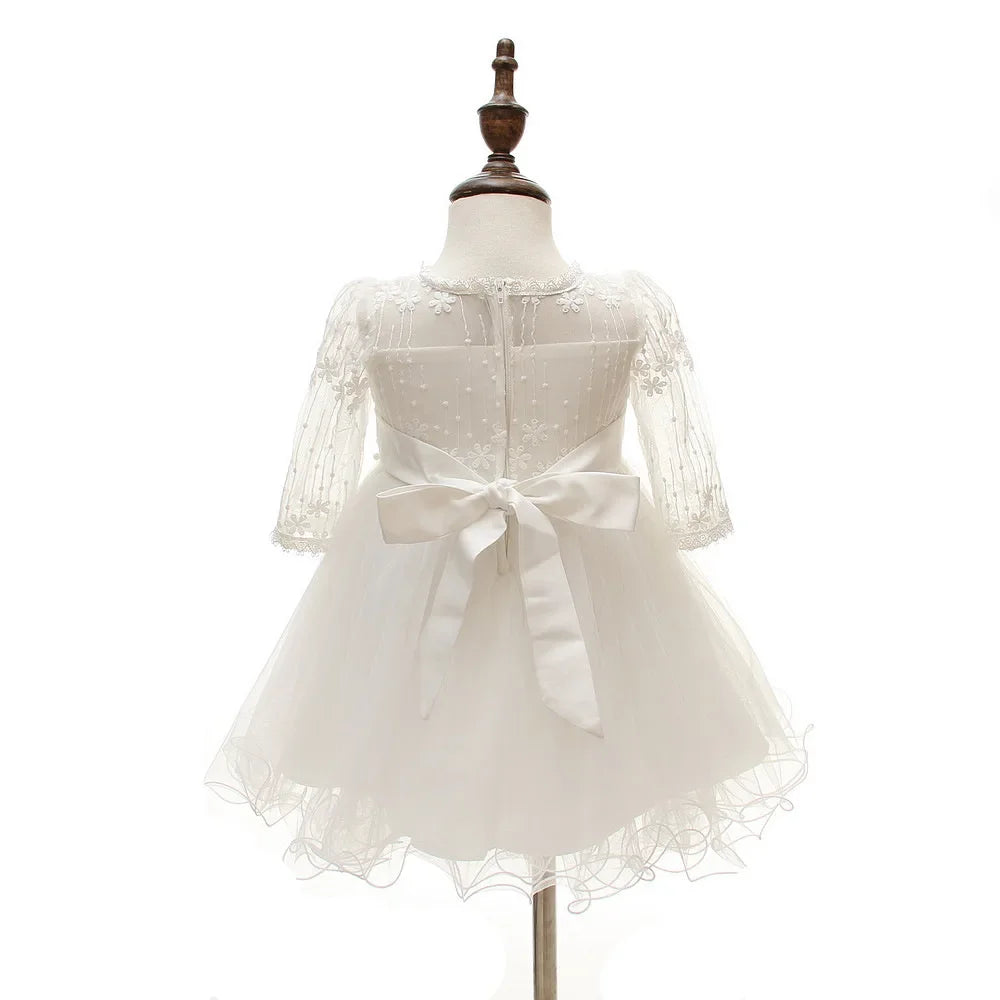 Vestido Blanco de Princesa para Bebé Niña | Bautizo, Boda y Primer Cumpleaños (0-24M)