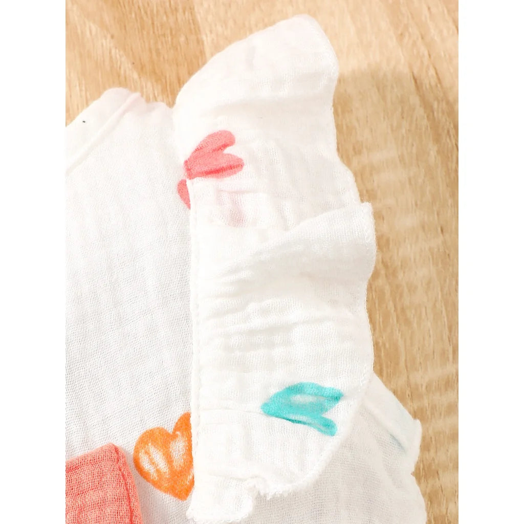 Conjunto de Vestido y Gorro de Verano: Frescura y Amor para Bebé Niña (0-9M)