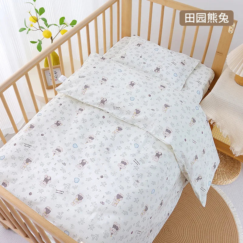Set de Cama para Cuna Premium | Estampado Reactivo y Relleno de Seda