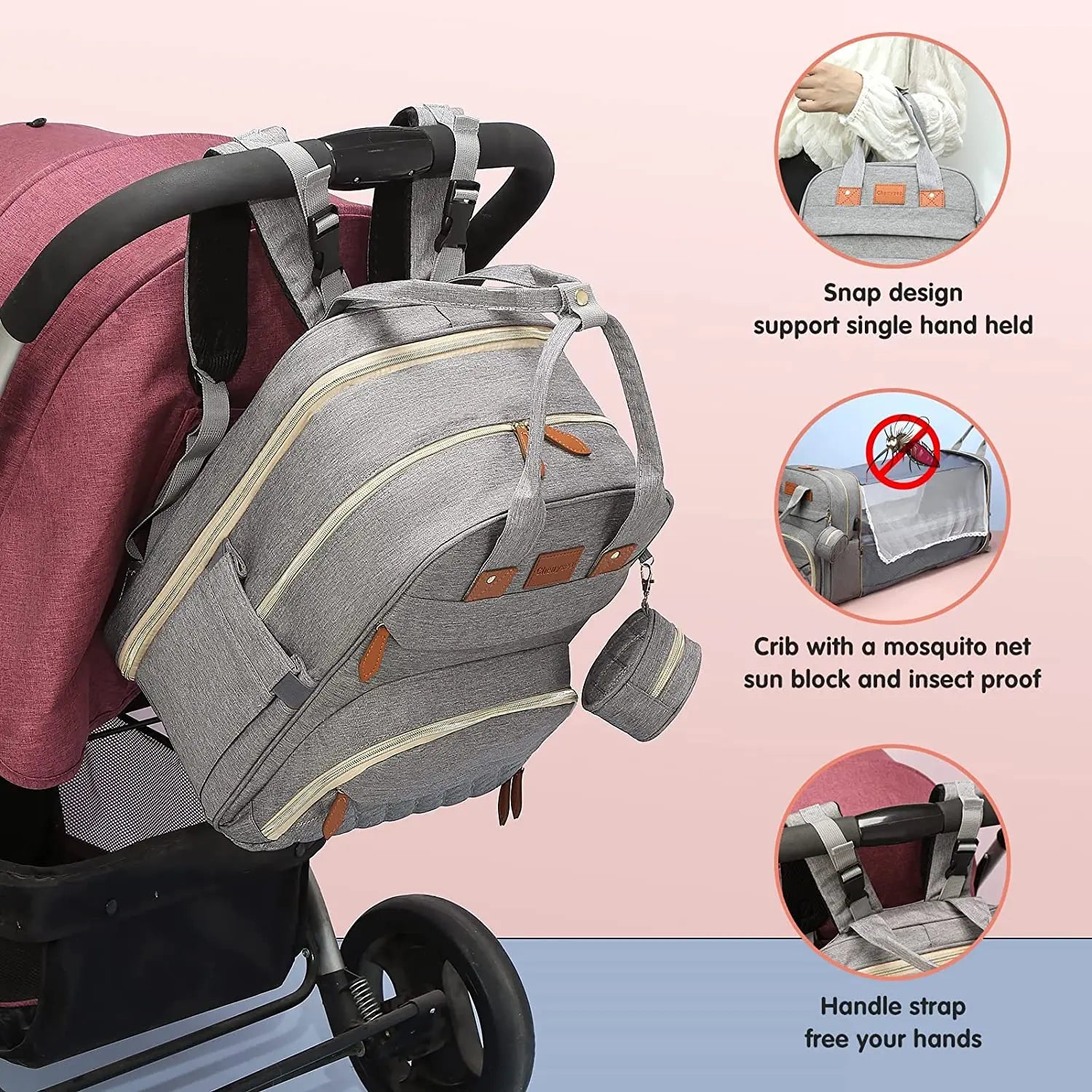 Pañalera Convertible a Cuna Colecho Portátil | Impermeable, Térmica y con Puerto USB