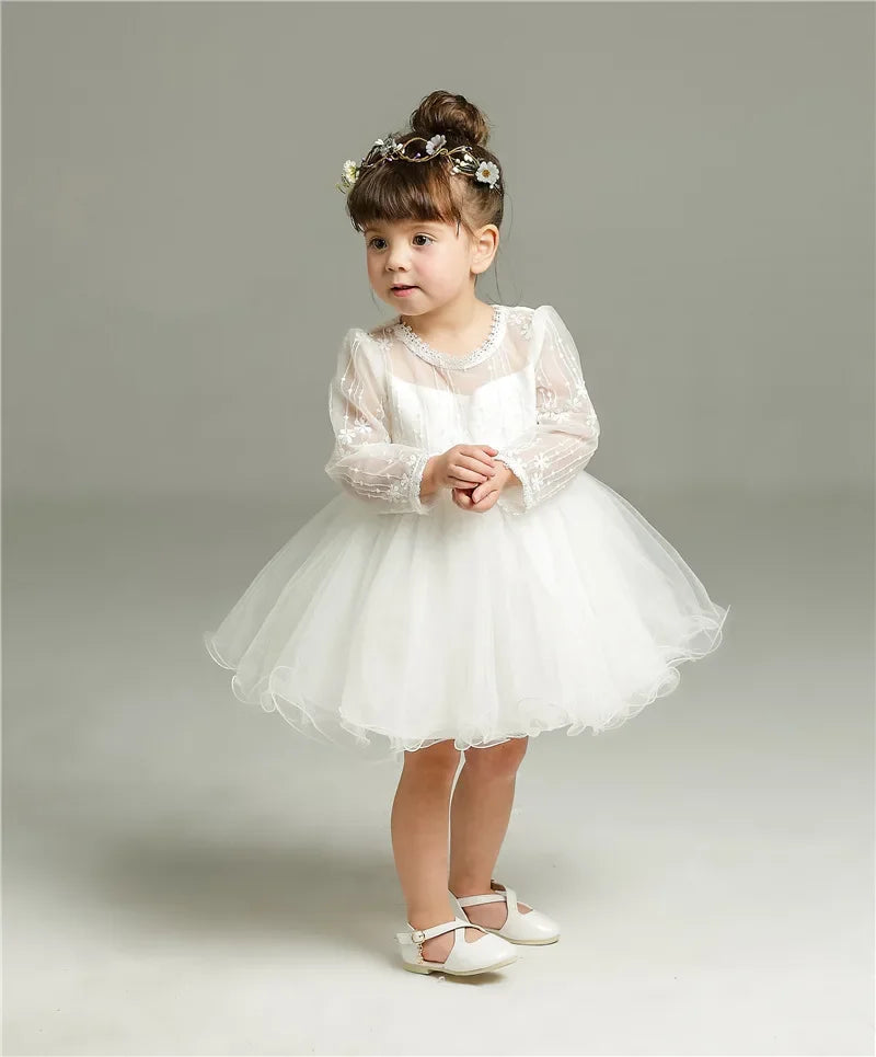 Vestido Blanco de Princesa para Bebé Niña | Bautizo, Boda y Primer Cumpleaños (0-24M)