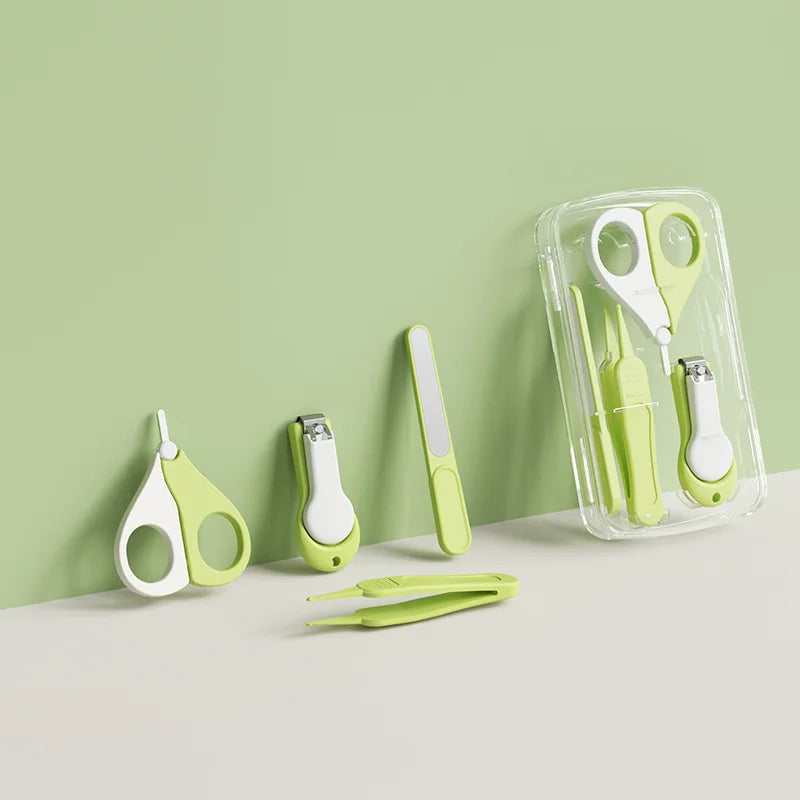 Set de 4 piezas Cuidado de Uñas para Bebé | Cortaúñas de Acero Inoxidable, Cóncavo y Seguro