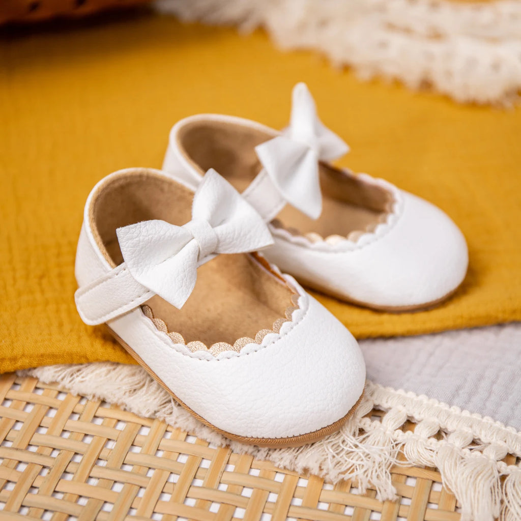 Zapatos Retro de Princesa con Moño - Suela Suave Antideslizante para Primeros Pasos