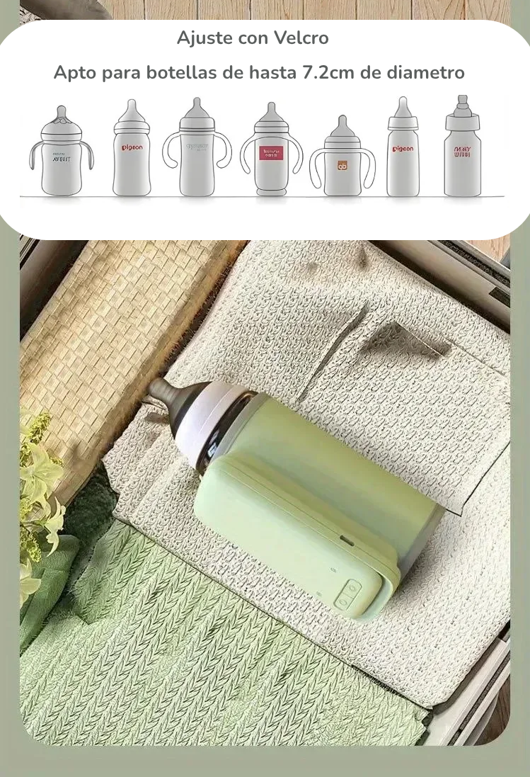 Calentador de Biberones Portátil Recargable (Dos versiones) | Control Electrónico de Temperatura (37°C a 55°C)