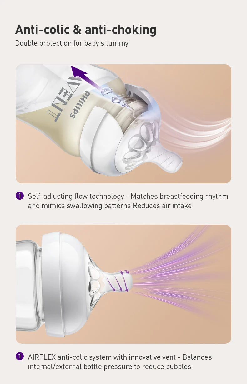 Set de Regalo Philips Avent para Recién Nacidos | Biberones de Vidrio Puro y Cepillo 3 en 1