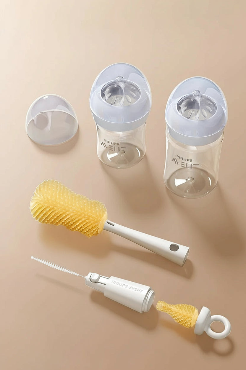 Set de Regalo Philips Avent para Recién Nacidos | Biberones de Vidrio Puro y Cepillo 3 en 1