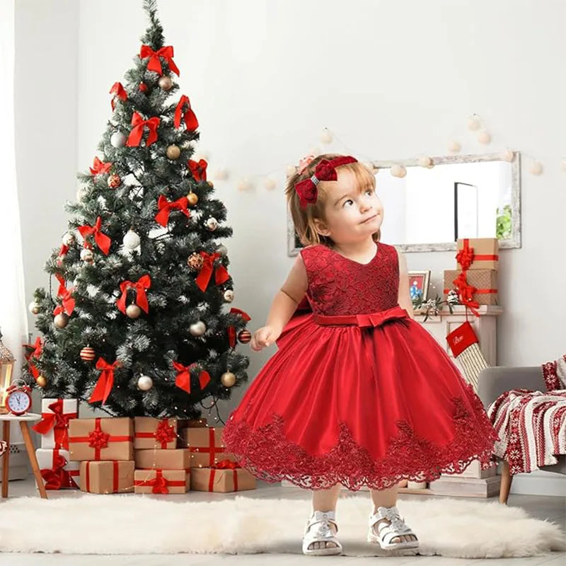 Vestido de Princesa Rojo para Bebé:  Navidad y Fiesta
