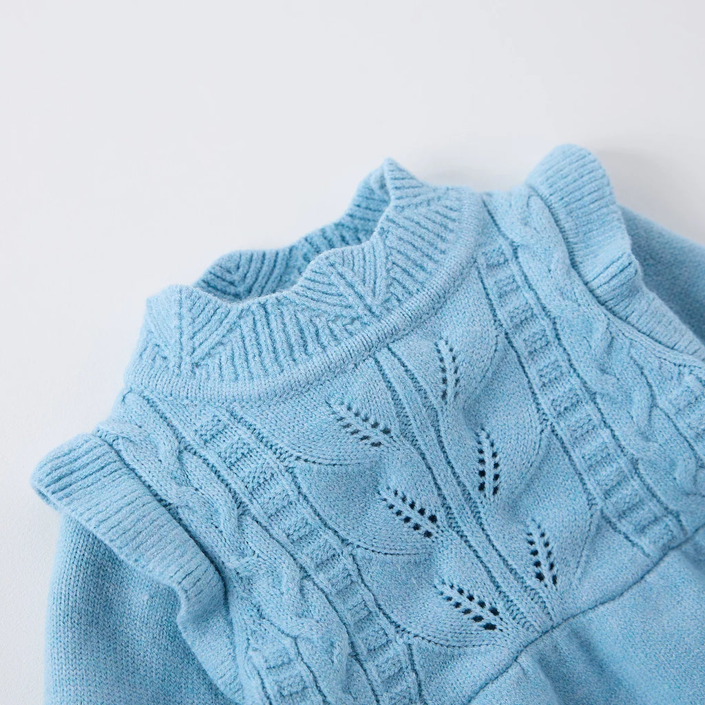 Vestido Tejido Calado para Bebé Niña| Dulzura y Estilo de Primavera  (0-18M)