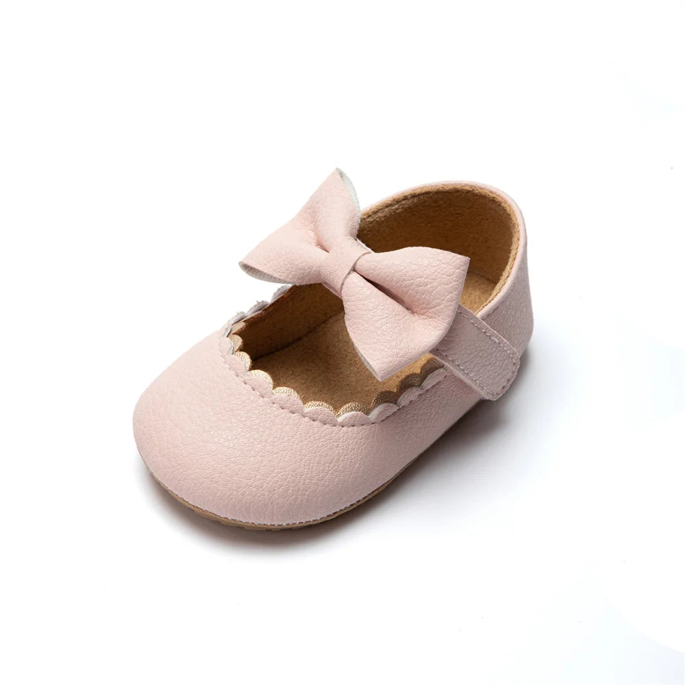 Zapatos Retro de Princesa con Moño - Suela Suave Antideslizante para Primeros Pasos